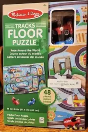Melissa & Doug 48-Piece Floor Puzzle - Race Around The World Track - Large, Easy