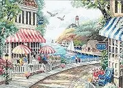 Dimensions 'Café by The Sea' Counted Cross Stitch Kit, 14 Count White Aida, 14" x 10"
