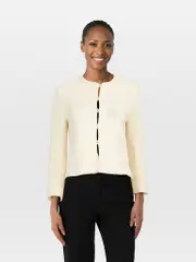 Ecru Silk Chevron Pattern Jacket
