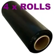 4 Rolls 500mm.400m (76mm 3 Inch Core) 25um BLACK Stretch Film Pallet Shrink Wrap