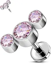 [OUFER Body Piercing] Internally Labret Lip Piercing Lip Bar Titanium Tragus Helix Earring Stud Piercing Jewellery 16G Labret Helix Piercings Jewellery 5/6/8/10/12 mm Flat Back Earrings