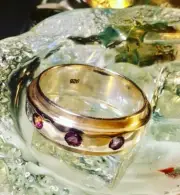 Genuine 925 Sterling Silver 3 Amethyst Gemstone Wide Band Ring Size 10.5