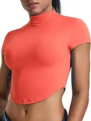 [KEOYA] Women's Workout Crop Tops Yoga Shirts Gym Short Sleeve Compression Tee Active Golf Shirts
