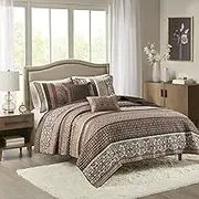 Madison Park Princeton 5 Piece Quilted Coverlet Set, Full/Queen, Red