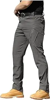 [Generic] Mens Work Pants Construction Pockets Ripstop Stretch Joggers Pants Solid Outdoor Baggy Pants Plush