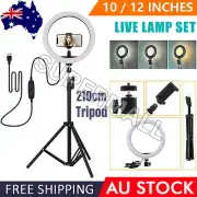 10/12 inch Dimmable LED Ring Light +2.1M Tripod Stand Selfie Circle Lamp OZ