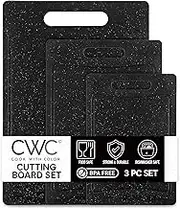 COOK WITH COLOR Cutting Board Set- 3 Pc. Kitchen Cutting Board Set - Large, Medium and Small Cutting Boards with Non Slip Bottom for Meat, Veggies, Fruits, Easy Grip Handle (Speckled Black)