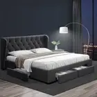 Bed Frame Queen Size with 4 Drawers Charcoal MILA