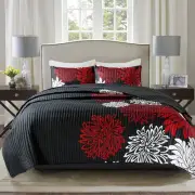 Comfort Spaces Enya Quilt Set - Casual Full/Queen(90 in x 90 in), Red/Black