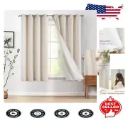Elegant 54 Inch Light Filtering Linen Curtains, Grommet Top Panels - 2 Pack