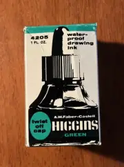 Vintage Antique Higgins Drawing Ink Glass Inkwell Glass 1 ounce Tiny Cute 4205