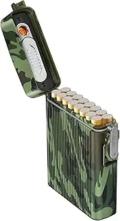OLDENDO Waterproof Cigarette Case with Lighter 16pcs Regular Cigarettes Prerolls Weed Container Box, Airtight Joint Holder Cases Smell Proof (Green)