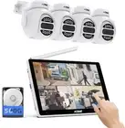 【Touchscreen NVR】 ACEMO 5MP Home Security Camera System, 10.1" 4 Cams, White