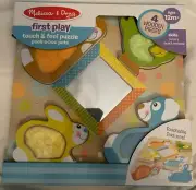 Melissa & Doug First Play Wooden Touch and Feel Puzzle Peek-a-Boo Pets New