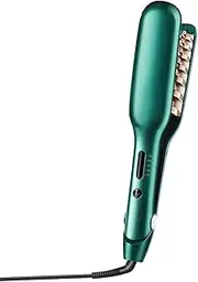 linzezon Ceramic Hair Iron for Volumizing Fluffy Hairstyle, 3d Grid Crimper Curling Iron Corn Perm Splint Perm Styler Adjustable Temp Auto Shut-Of (Emerald)