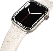 EDIMENS Sport Band Compatible with Apple Watch Bands 41mm 38mm 40mm, Shiny Bling Glitter Silicone Soft Thin Small Replacement Band Compatible for iWatch Series 9 8 7 6 5 4 3 2 1 SE Sport Edition Women