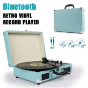 Record Player Vinyl Turntable Bluetooth Speakers Retro Briefcase USB