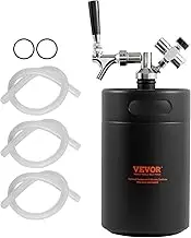 VEVOR Beer Growler Tap System, 5L/170oz Mini Keg, 304 Stainless Steel Pressurized Beer Growler, Keg Growler with Pressure Display, CO2 Regulator Faucet, Leak-Proof Ring for Draft, Homebrew, Craft Beer