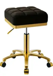 Square Rolling Stool Gold Adjustable 360 Swivel Stool with Wheels,Heavy Duty