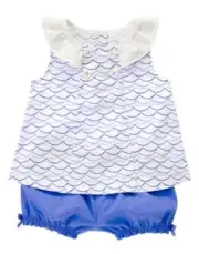 NWT Gymboree By the Seashore Swing wave Top Bloomer SET SZ 0-3 18 24mo