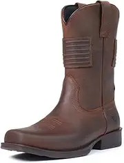 SUREWAY Men's Western Boots-Soft Toe,Square Toe Cowboy Work Boots for Men,Extremely Comfortable Durable Proved,Superior Oil/Slip Resistant,Thicker Leather,Rubber Sole,Work Boots/Shoes With Embroidered