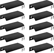 Auvotuis 10Pcs Modern Finger Edge Pulls, 120mm/ 4.72inch Aluminum Hidden Tab Pull Handles Black Concealed Finger Drawer Handles for Cabinet, Kitchen, Closet, Wardrobe, Door