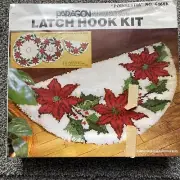 Paragon Latch Hook Rug Kit HOLIDAY POINSETTIA 35” Half Round 6468K NEW SEALED