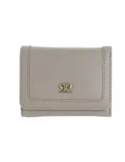 Pierre Cardin Ladies Leather Snap Button Tri-Fold Wallet in Taupe