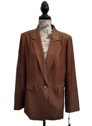 DKNY Women's Brown One Button Jacket Blazer Size 14