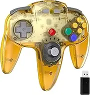 miadore Wireless Switch N64 Controller, 2.4GHz mit USB-Empfänger, kompatibel mit Windows PC/MAC IOS/Raspberry pi/Switch Online (klar gelb)