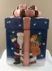 JC Penney Wrapped Present Christmas Cookie Jar Hand Painted Ceramic Santa Design
