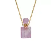 Natural Amethyst Quartz Crystal Stone Perfume Bottles Pendant Energy Necklace