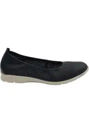 Clarks Collection Perforated Leather Flats Jenette Ease Navy