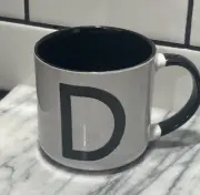 Letter D Coffee Mug- Monogram Initial Mug D- Ceramic 4x3.5In 14oz