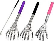 Luludelen Back Scratcher - Extendable Telescopic Handle - Stainless Steel Skeleton Hand - Back Massager -Body Massager Head Scratcher - Cool Gadget，Easy to carry