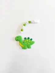 Baby Silicone Dinosaur Teething Chew Toy w/Pacifier Clip Gum Pain Relief Teether