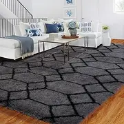 BYBSRLL Geometric Large Rug for Living Room, 180x270 Grey and Black Bedroom Area Rugs for Kids Baby Room, Nursery, Dorm, Lounge Decor, Thick Soft Fluffy Plush Non-slip Floor Carpet