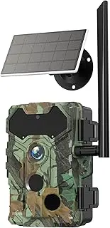 Oimzzr Camera Wirel Solar Powered Hunting Camera 32MP BT Infrared 4G SIM Card BT Quick Connect Wildlife Camera Solar Camera Wireless
