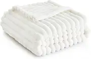 Bedsure White Throw Blanket for Couch - Super Cozy Soft Winter Warm Blankets for Women, Cute Small Plush Fleece Throws for Girls, Decor Birthday Gifts for Women Mom, Off White, 50x60 Inches