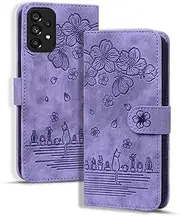 [YBFJCE] Case for Samsung Galaxy A23 4G/A23 5G/M23 5G/F23/M13 4G,Magnetic Folio PU Leather Flip Cover with Card Holder,Protective Case Wallet Phone Case for Samsung Galaxy A23 4G/A23 5G,Purple