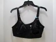 Bali Bra Womens 42C Black Wireless Shirt Hook Loop Adjustable Straps Nylon New