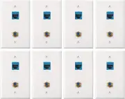 8 Pack Cat 6 Ethernet Wall Plates, Cat 6 Coax Wall Plate with Ethernet Port Gold