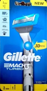 Gillette Mach3 Turbo 3D Razor With Blades Refill 2 Cartridges