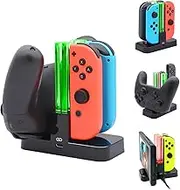 FASTSNAIL Controller Charger for Nintendo Switch, Charging Dock Stand Station for Switch Joy-con and Pro Controller with Charging Indicator and Type C Charging Cable