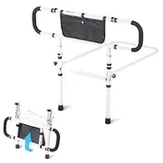 HPAMR Bed Rails for Elderly Adults Foldable Bed Guardrails for Elderly for Adjustable Beds, Elderly Stand-Up Adjustable Folding Bedside Support Rail Bed Assist Rails with Storage Pocket for Pregnancy