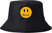 [CQXSKWZ] Drew House Bucket Hat Smiley Print Summer Casual Fisherman Hat Hip Hop Outdoor Sun Visor
