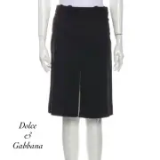 Dolce & Gabbana Black Double Split Animal Print Lining Straight Skirt NWT EU 38
