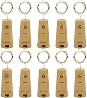 Wine Bottle Lights with Cork - 10 Pack Wine Bottle Cork Lights with 20 LEDs - Bottle Stopper Lights, 3 Speed Adjustment Fairy String Lights for Christmas, Halloween, Parties