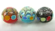 3 BIG TOP 16mm Handmade Art Glass Blue Red Spots/Dots Marbles