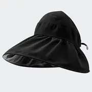 [YaMangShe] Double Layer Fisherman hat Women's Topless Sun Protection hat Vinyl Coating Outdoor UV Protection Foldable Sun hat
